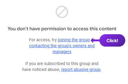 Screen showing the join link when logged in