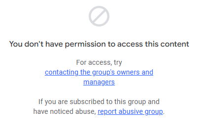 Screen showing the message when not logged in